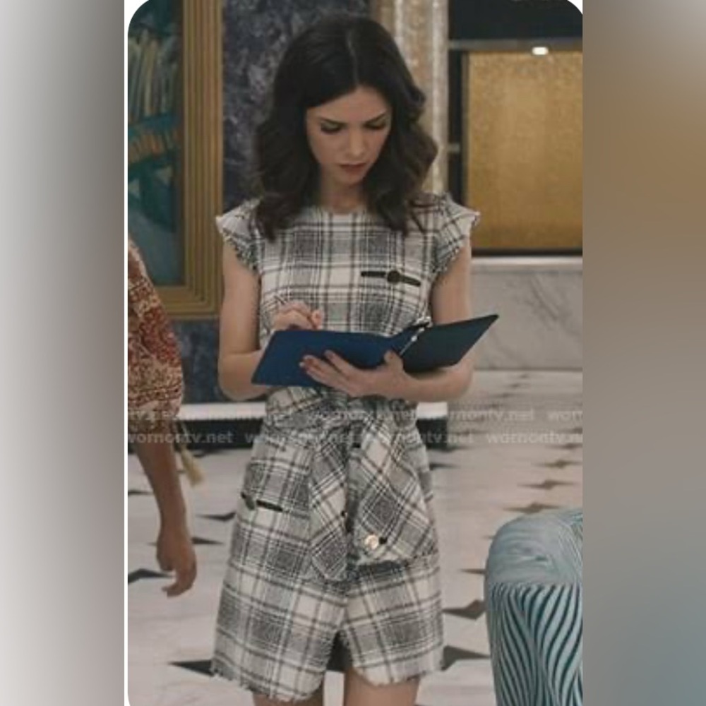 Alexander Wang Black and White Plaid Tweed Dress